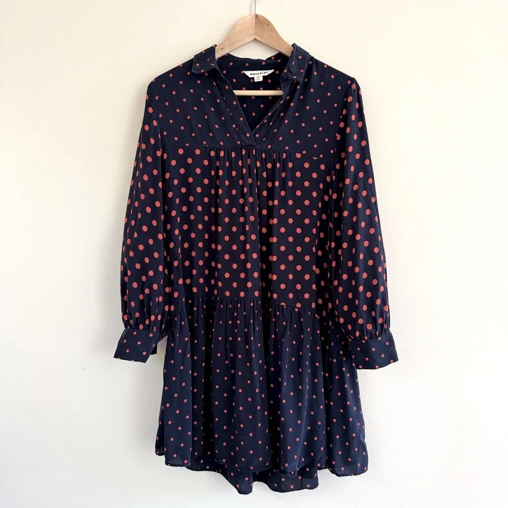 Whistles Navy Molly Polka Dot Shirt Dress Size UK 10 / US 6 / EU 38‎